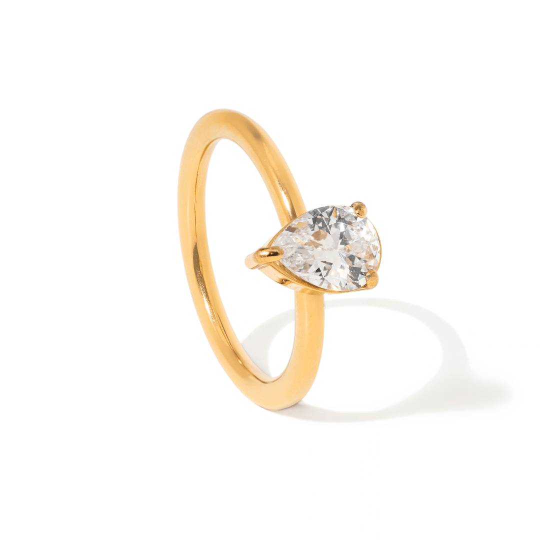 Golden Pear Solitaire Ring - ANILLOS - Malandra Jewelry - EUWR645.7-JDR0306083-7