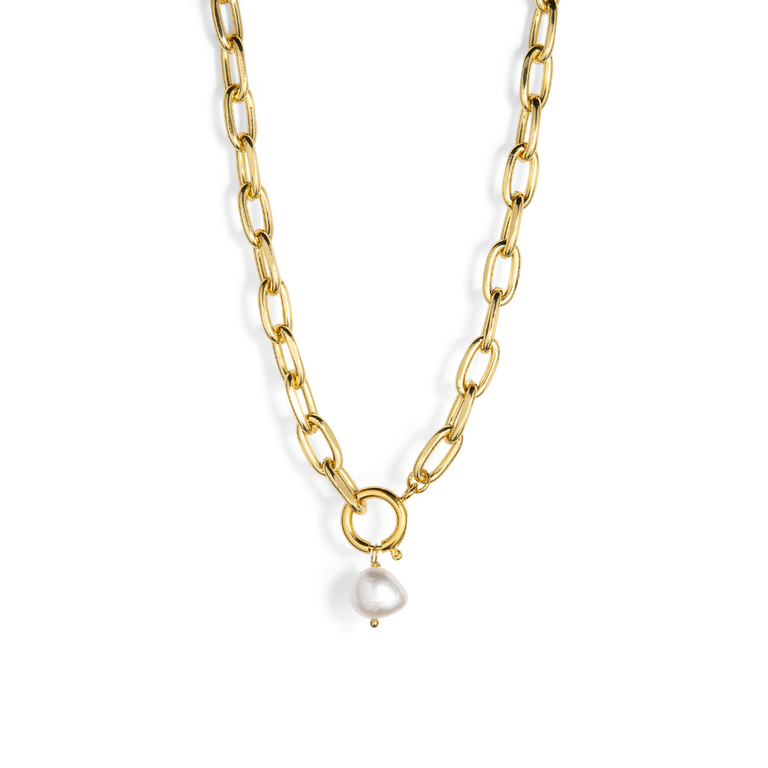GOLDEN PEARL CHARM NECKLACE - COLLARES - Malandra Jewelry - TC1967