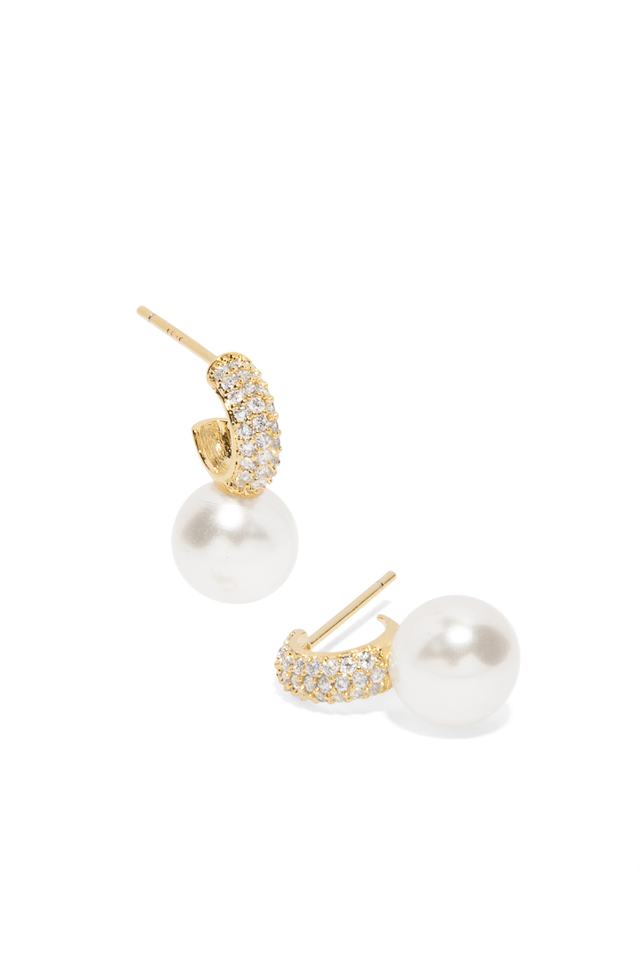 GOLDEN PEARL GLOW HOOPS - ARETES - Malandra Jewelry - ZOA16 - N10572I8ZB4