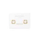 GOLDEN PEARL SQUARE STUDS - ARETES - Malandra Jewelry - ZWA63 - QX00901BY