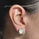GOLDEN PEARL SQUARE STUDS - ARETES - Malandra Jewelry - ZWA63 - QX00901BY