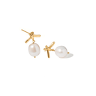 GOLDEN PEARL STUDS - ARETES - Malandra Jewelry - TA2377