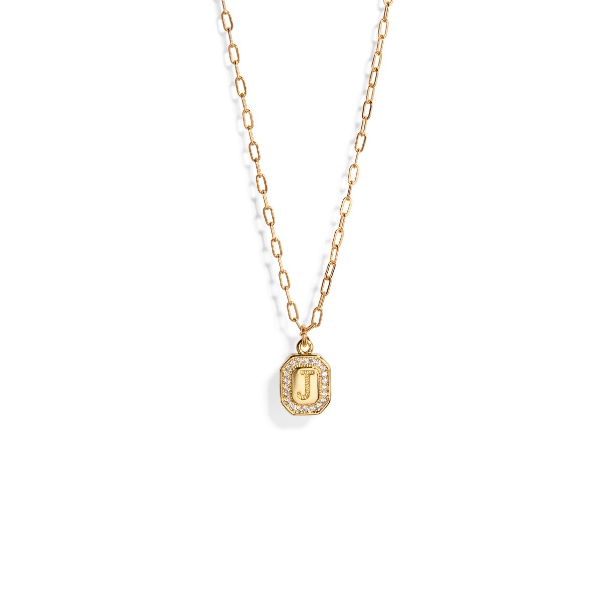 GOLDEN PLAQUE INITIAL NECKLACE - COLLARES - Malandra Jewelry - TC1745.P