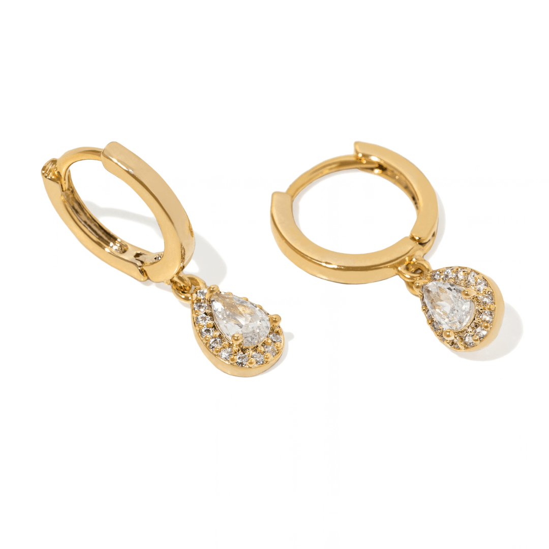 Golden Radiant Drop Earrings - ARETES - Malandra Jewelry - ZYA30