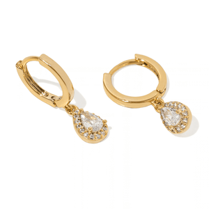 Golden Radiant Drop Earrings - ARETES - Malandra Jewelry - ZYA30