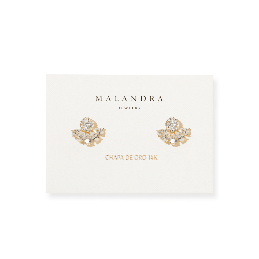 Golden Radiant Fan Studs - ARETES - Malandra Jewelry - ZWA176-QX09221ZY