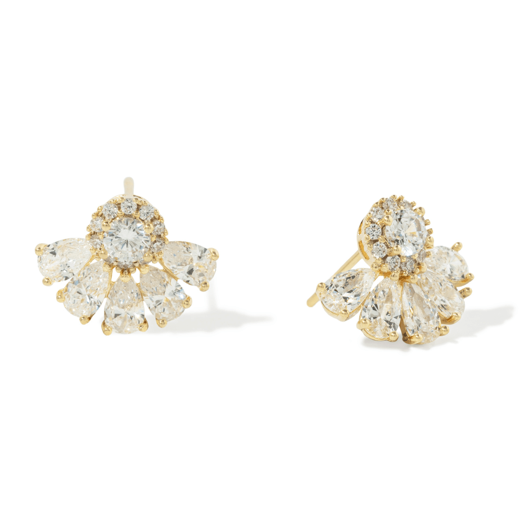 Golden Radiant Fan Studs - ARETES - Malandra Jewelry - ZWA176-QX09221ZY