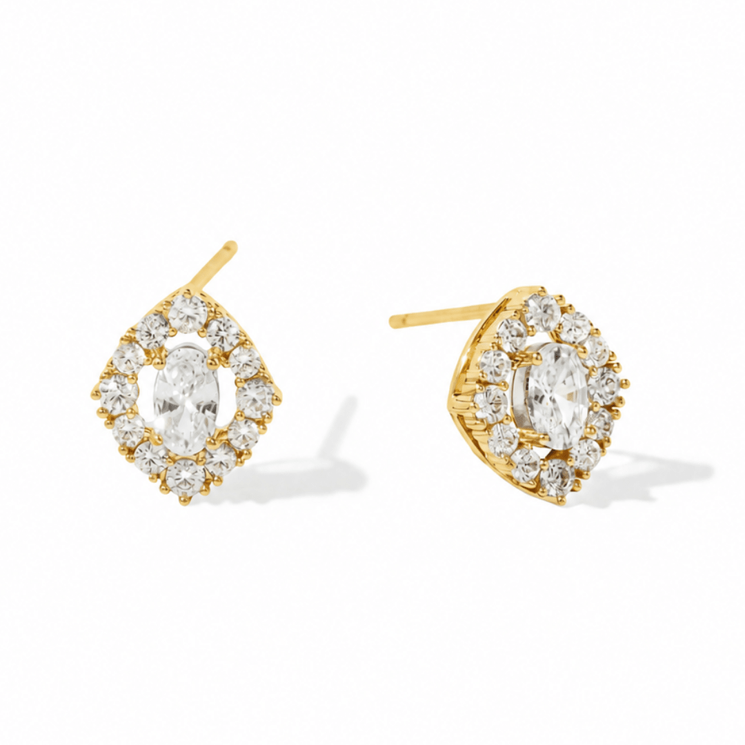 Golden Regal Halo Studs - ARETES - Malandra Jewelry - ZWA195-QX08573YN