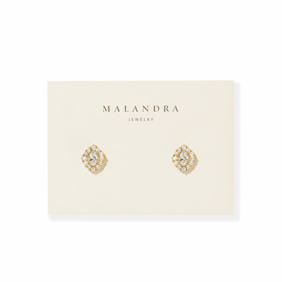 Golden Regal Halo Studs - ARETES - Malandra Jewelry - ZWA195-QX08573YN