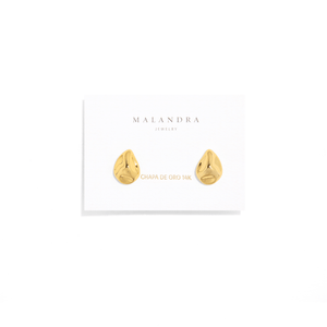 GOLDEN SCULPTED DROP EARRINGS - ARETES - Malandra Jewelry - ZWA2 - QX00913Y