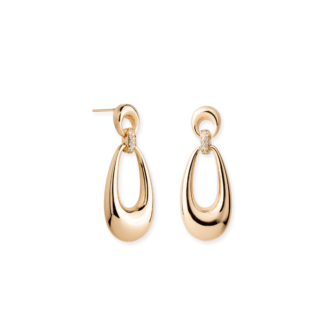 GOLDEN SHIMMERING DROP HOOPS - ARETES - Malandra Jewelry - FBA416 - JAR0205 - 14