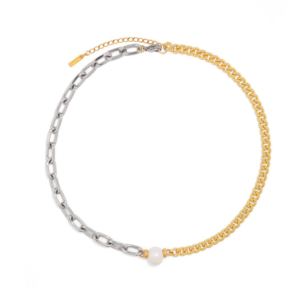 GOLDEN & SILVER PEARL NECKLACE - COLLARES - Malandra Jewelry - TC1712