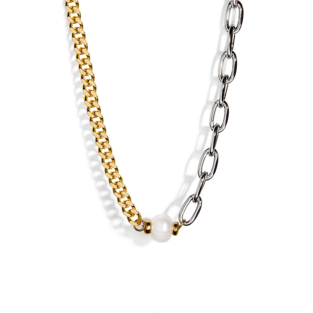 GOLDEN & SILVER PEARL NECKLACE - COLLARES - Malandra Jewelry - TC1712