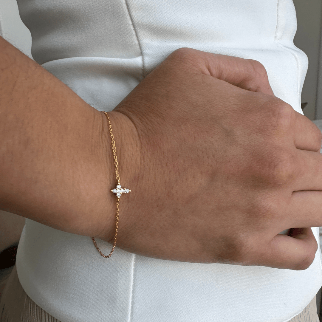 GOLDEN SPARK CROSS BRACELET - PULSERA - Malandra Jewelry - ERP136 - 60603171146C