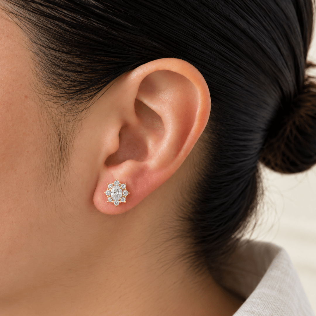 Golden Sparkle Cluster Studs - ARETES - Malandra Jewelry - ZWA162-QX02219ZYN