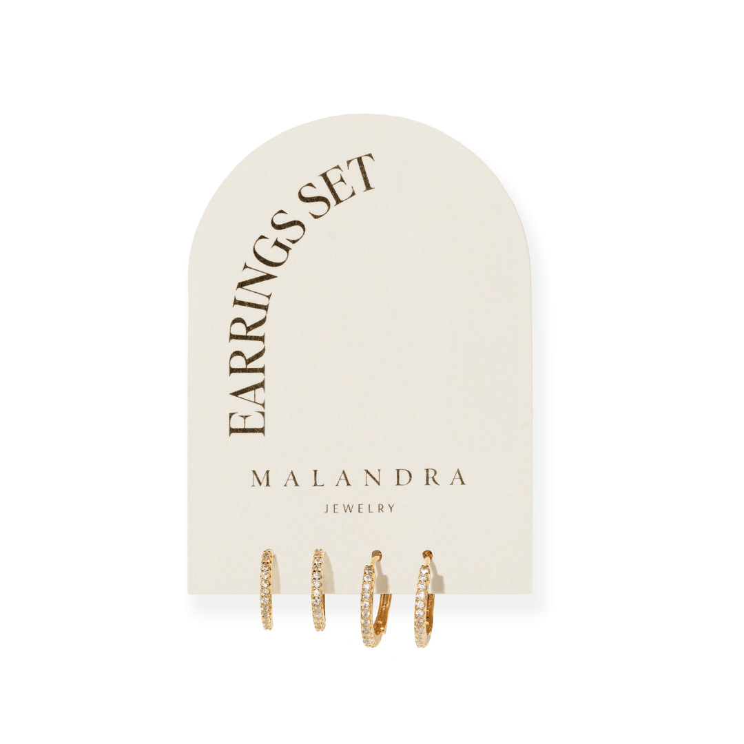 Golden Sparkle Earrings Set - ARETES - Malandra Jewelry - ZYA38