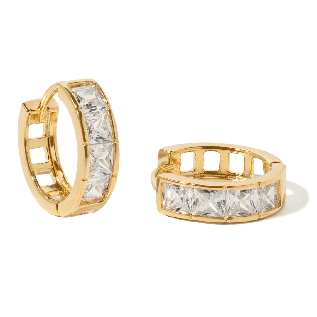 Golden Sparkle Row Hoops - ARETES - Malandra Jewelry - ZWA192-QX07952Z