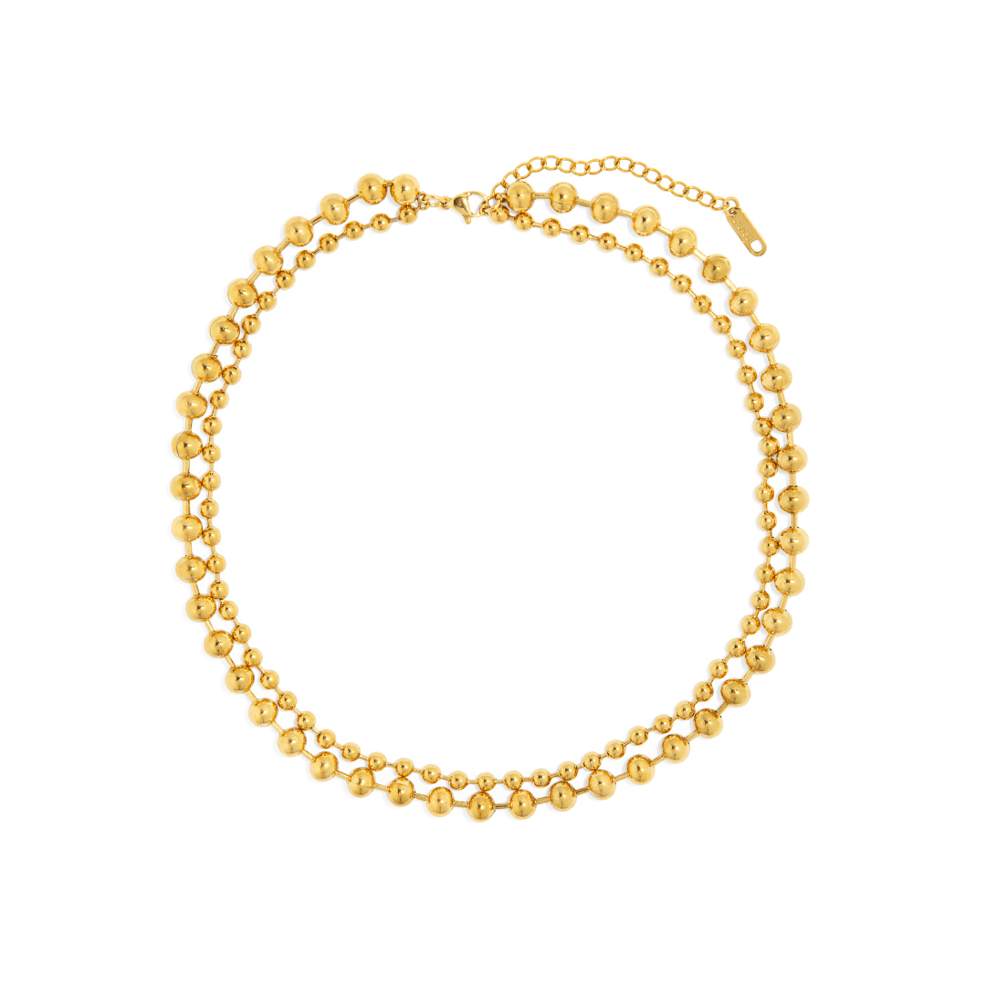 GOLDEN SPHERE DOUBLE NECKLACE - COLLARES - Malandra Jewelry - EUWC140 - JDN2407031