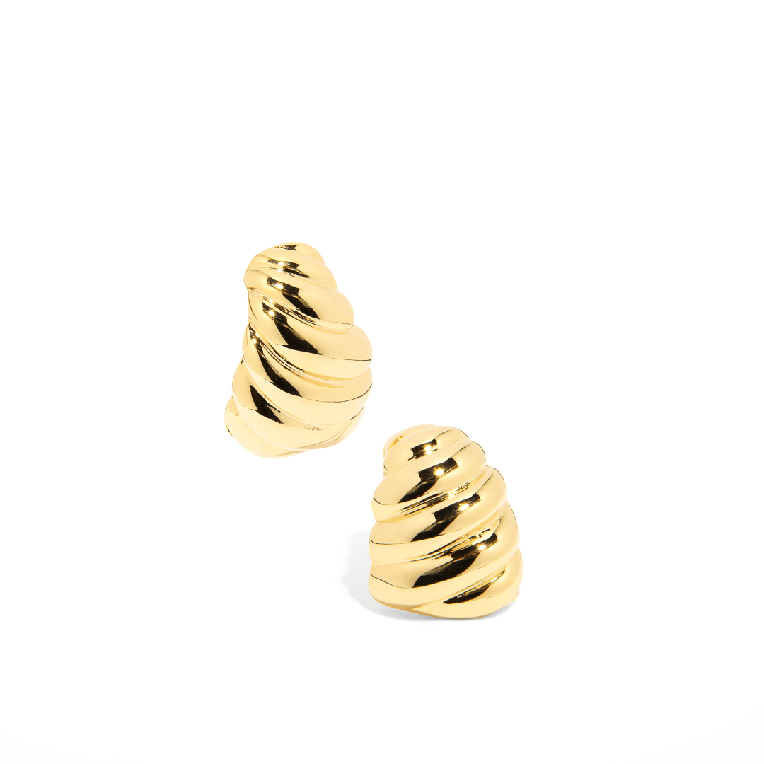 GOLDEN SPIRAL GLAM EARRINGS - ARETES - Malandra Jewelry - ZOA25 - G49725IOZ