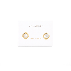 GOLDEN SQUARE MOON EARRINGS - ARETES - Malandra Jewelry - ZWA13 - QX02972BY