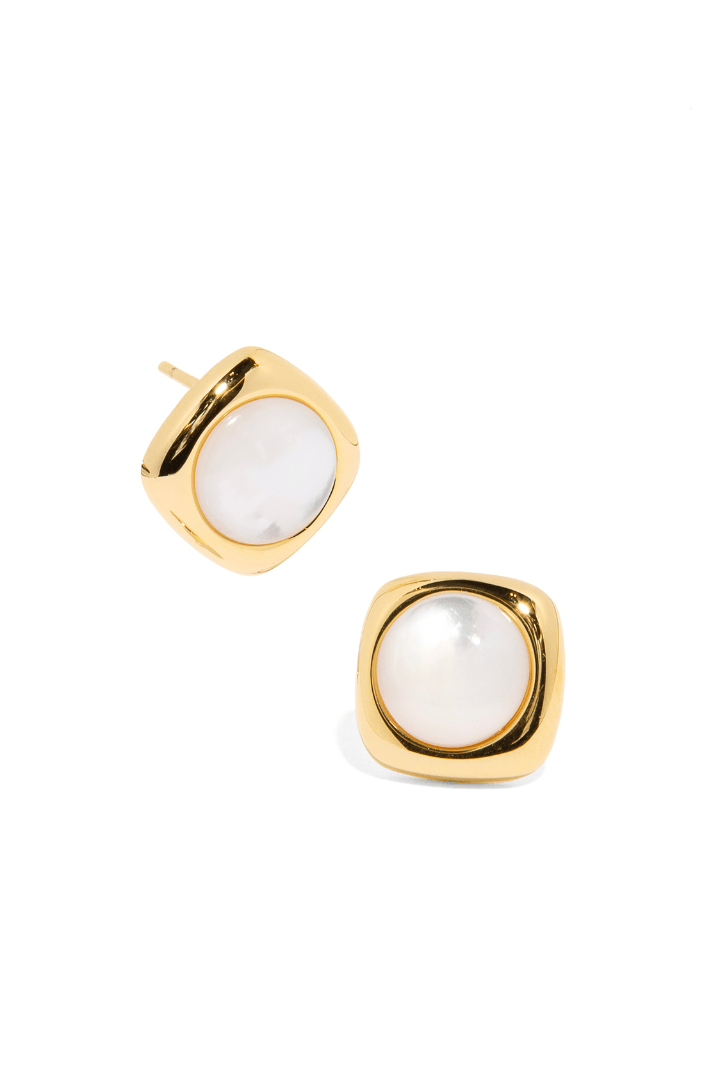GOLDEN SQUARE MOON EARRINGS - ARETES - Malandra Jewelry - ZWA13 - QX02972BY