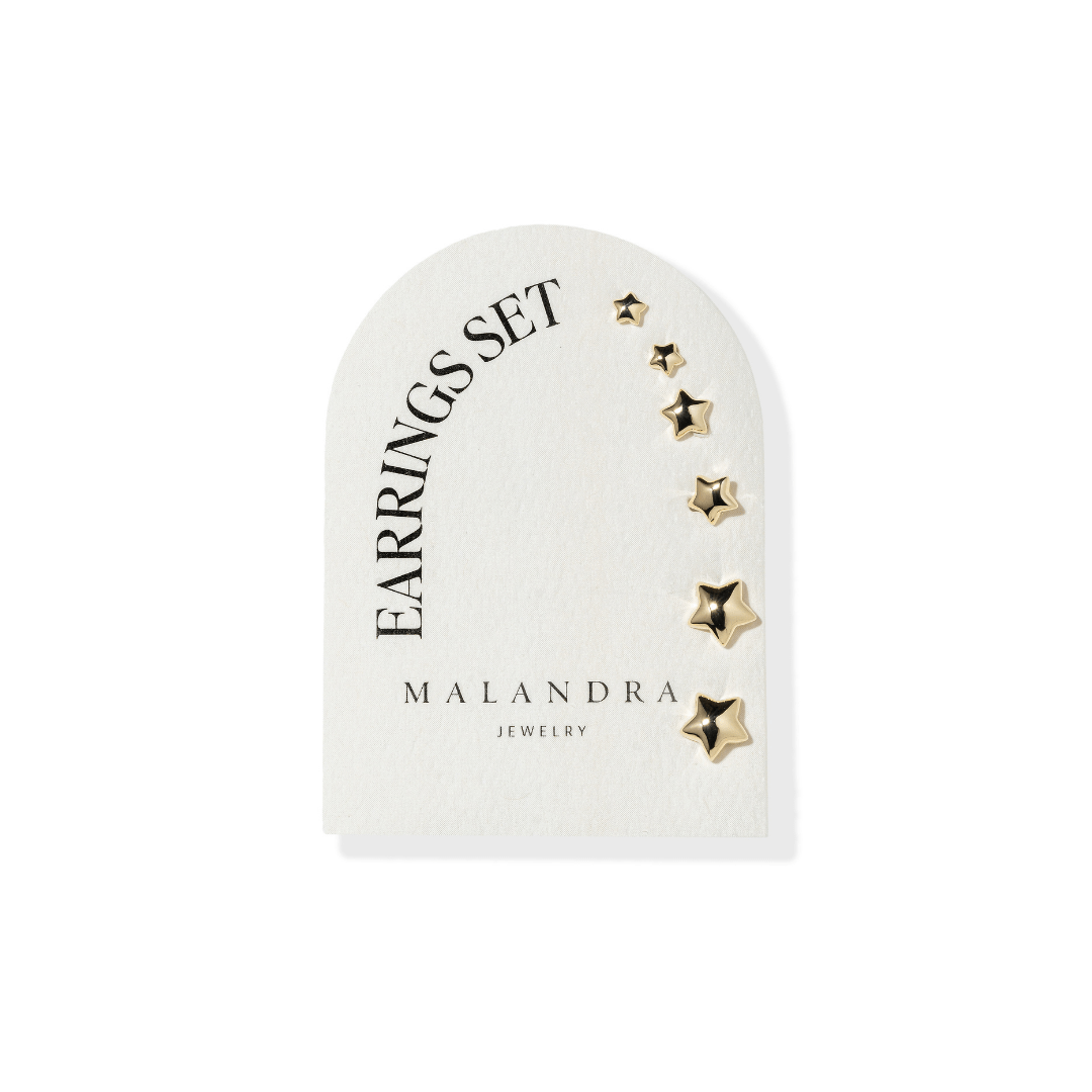 GOLDEN STARLIGHT EARRINGS SET - ARETES - Malandra Jewelry - ZWA68 - QX01115