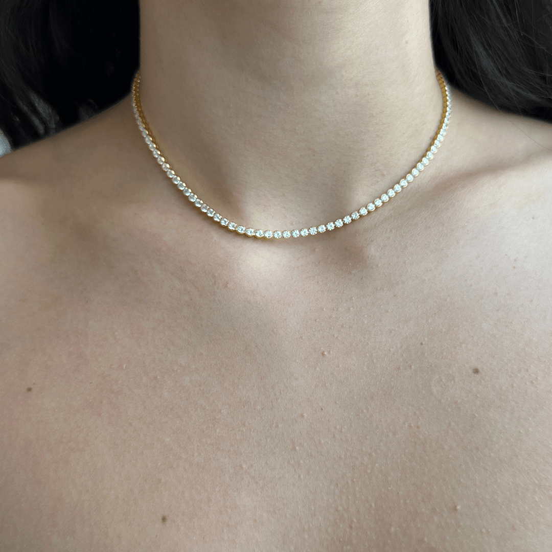 GOLDEN TENNIS LUX NECKLACE - COLLARES - Malandra Jewelry - EAWC93 - MMB35