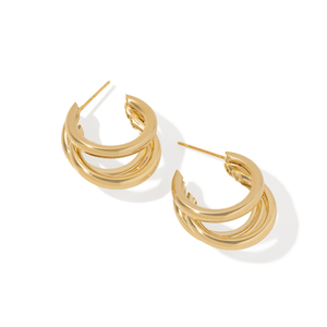 Golden Trinity Glow Hoops - ARETES - Malandra Jewelry - ZYA34