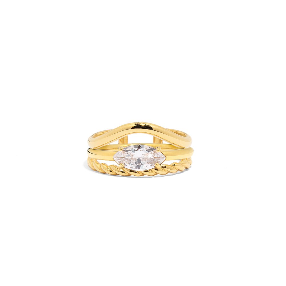 GOLDEN TRIPLE ELEGANCE RING - ANILLOS - Malandra Jewelry - EUWR189.7 - JDR0211015 - 7.7