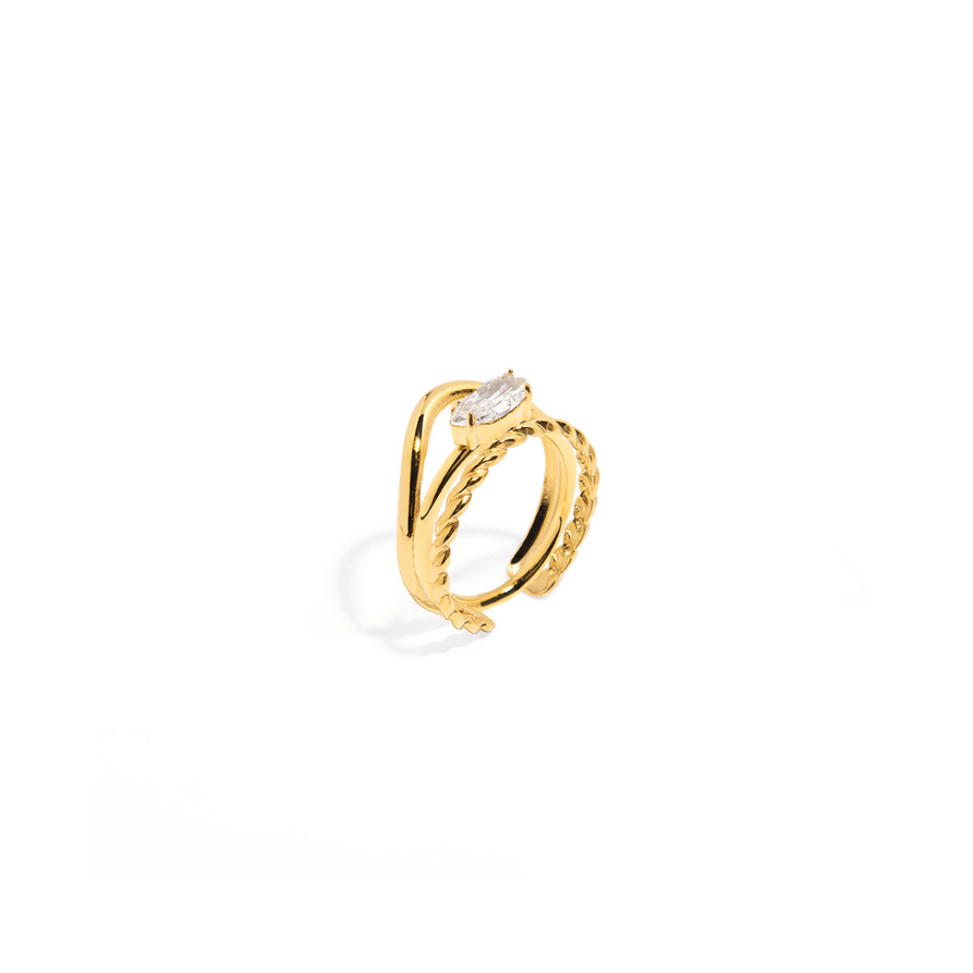 GOLDEN TRIPLE ELEGANCE RING - ANILLOS - Malandra Jewelry - EUWR189.7 - JDR0211015 - 7.7