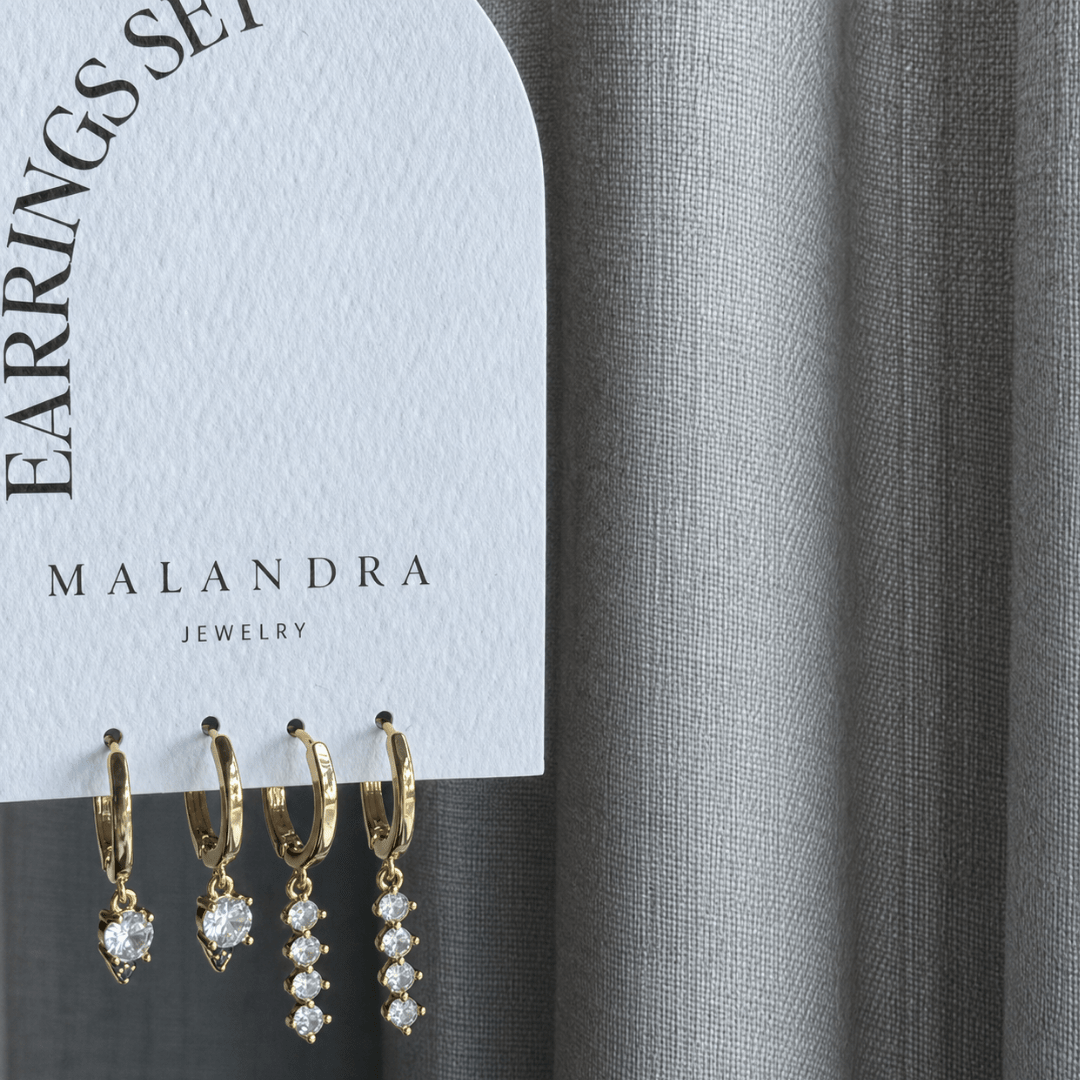 Golden Twinkle Earrings Set - ARETES - Malandra Jewelry - ZYA23