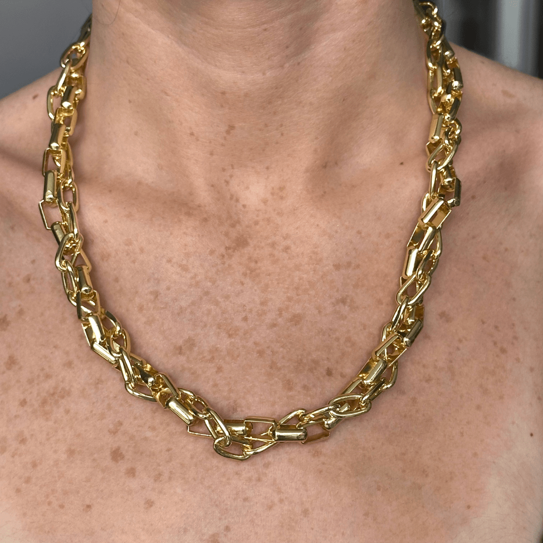 GOLDEN TWIST SHORT CHAIN NECKLACE - COLLARES - Malandra Jewelry - TC1987