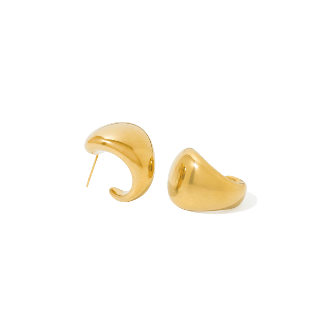GOLDEN WAVE BOLD EARRINGS - ARETES - Malandra Jewelry - AA1578-T32120