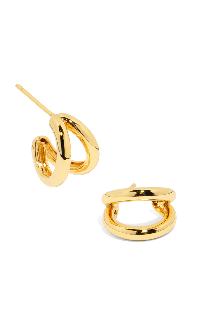 GOLDEN WAVE HOOPS - ARETES - Malandra Jewelry - ZWA15 - QX00934Y