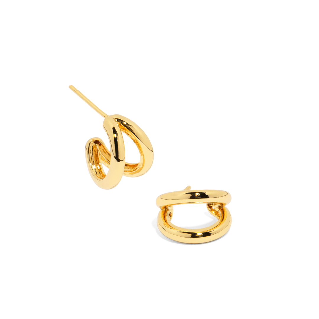 GOLDEN WAVE HOOPS - ARETES - Malandra Jewelry - ZWA15 - QX00934Y