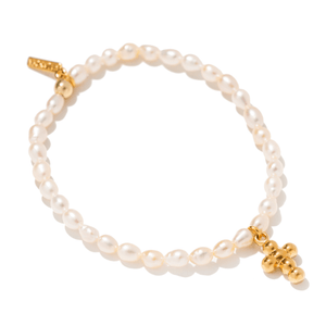 GRACE PEARL CROSS BRACELET - PULSERAS - Malandra Jewelry - TP2470
