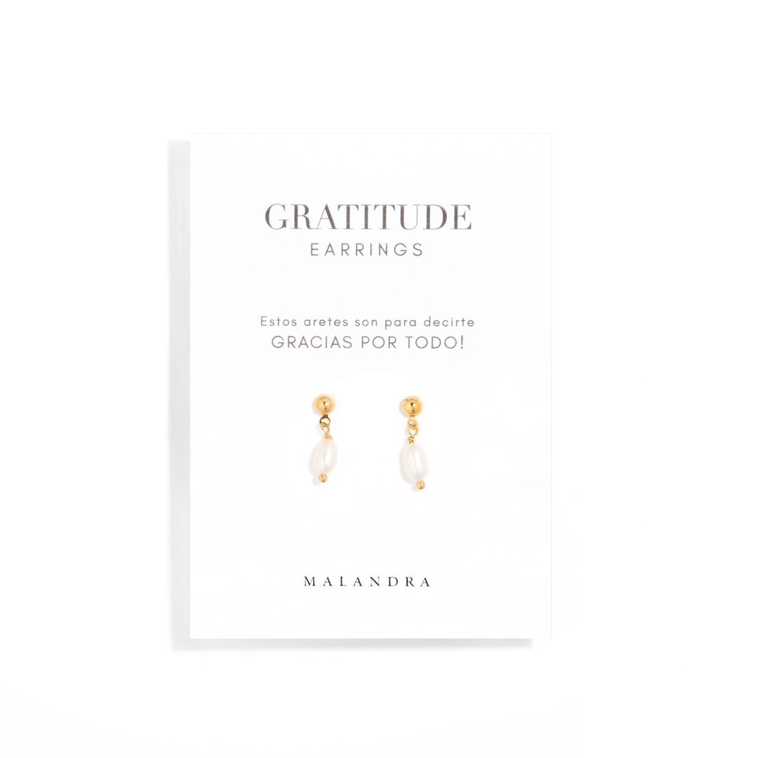 GRATITUDE PEARL EARRINGS - ARETES - Malandra Jewelry - TA136
