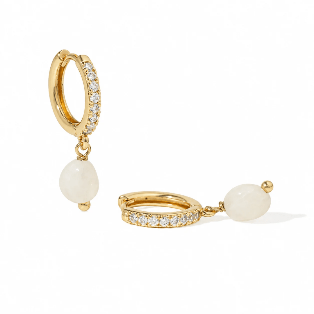 GRATITUDE ROSE QUARTZ HOOPS - ARETES - Malandra Jewelry - TA2275