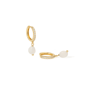 GRATITUDE ROSE QUARTZ HOOPS - ARETES - Malandra Jewelry - TA2275