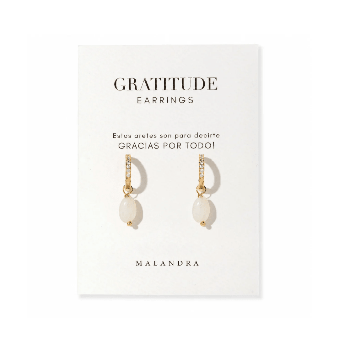 GRATITUDE ROSE QUARTZ HOOPS - ARETES - Malandra Jewelry - TA2275