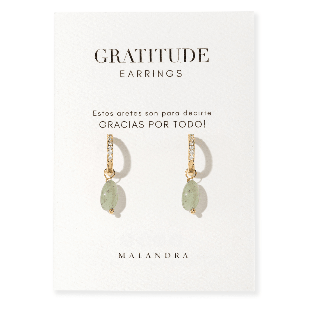 GREEN AVENTURINE GRATITUDE HOOPS - ARETES - Malandra Jewelry - TA2352