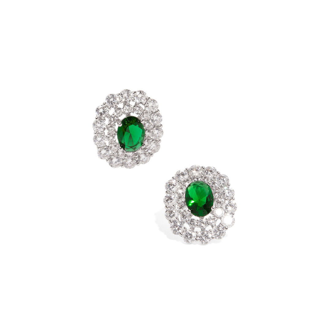 GREEN LUX OVAL EARRINGS - ARETES - Malandra Jewelry - ZWA5 - QX01454 - 1Y