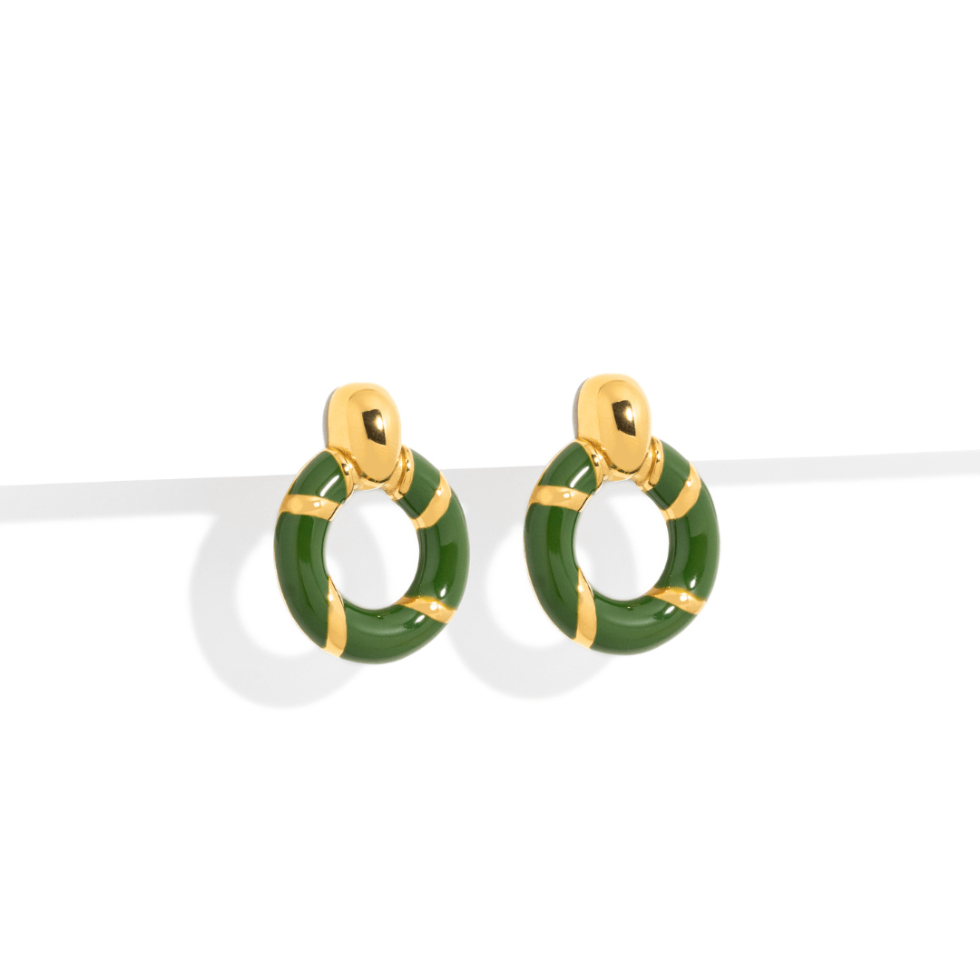 GREEN LUXE HOOP EARRINGS - ARETES - Malandra Jewelry - EUWA289-JDE0108018-GN
