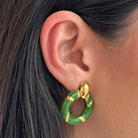 GREEN LUXE HOOP EARRINGS - ARETES - Malandra Jewelry - EUWA289-JDE0108018-GN
