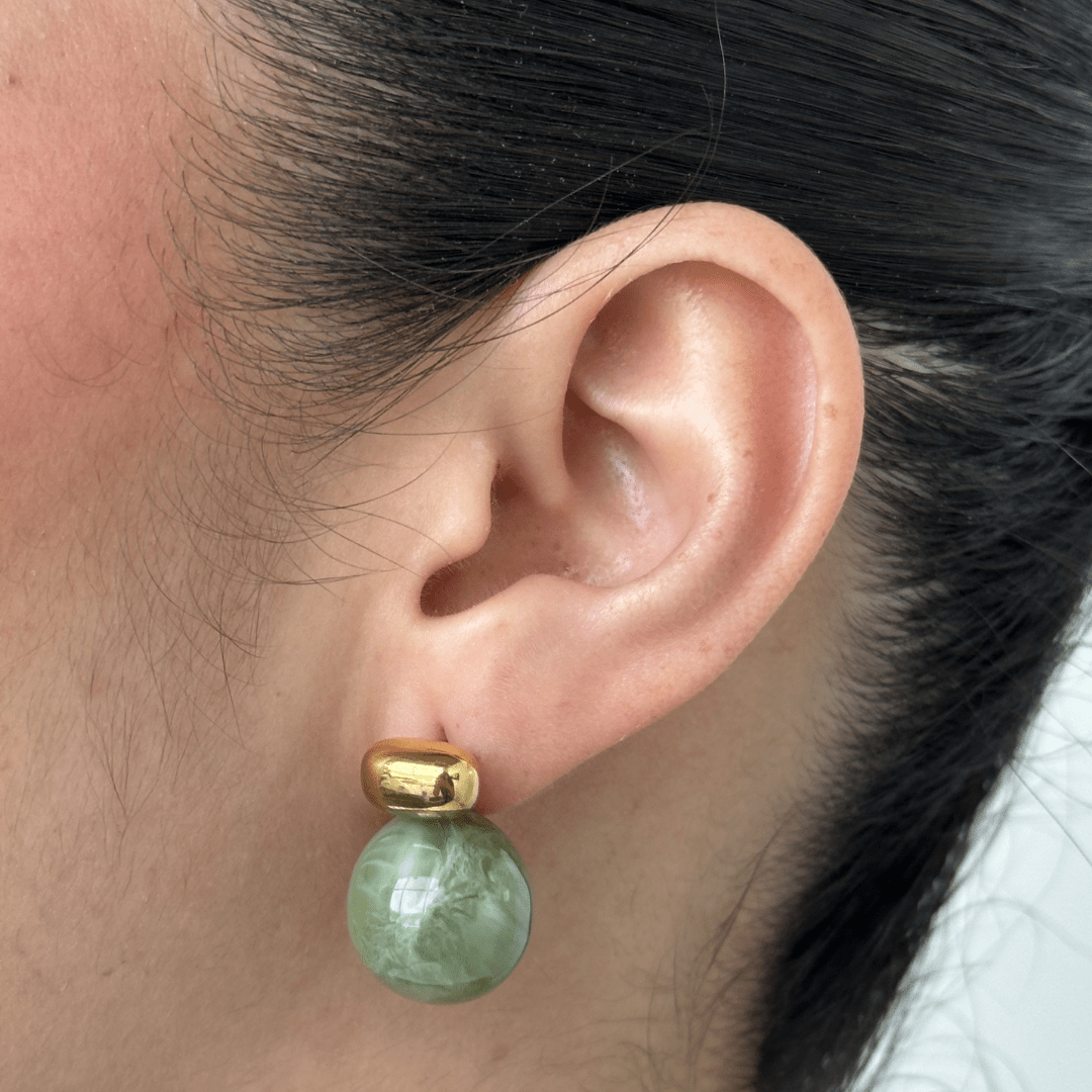 GREEN SPHERE LUX EARRINGS - ARETES - Malandra Jewelry - EUWA421-JDE0112271