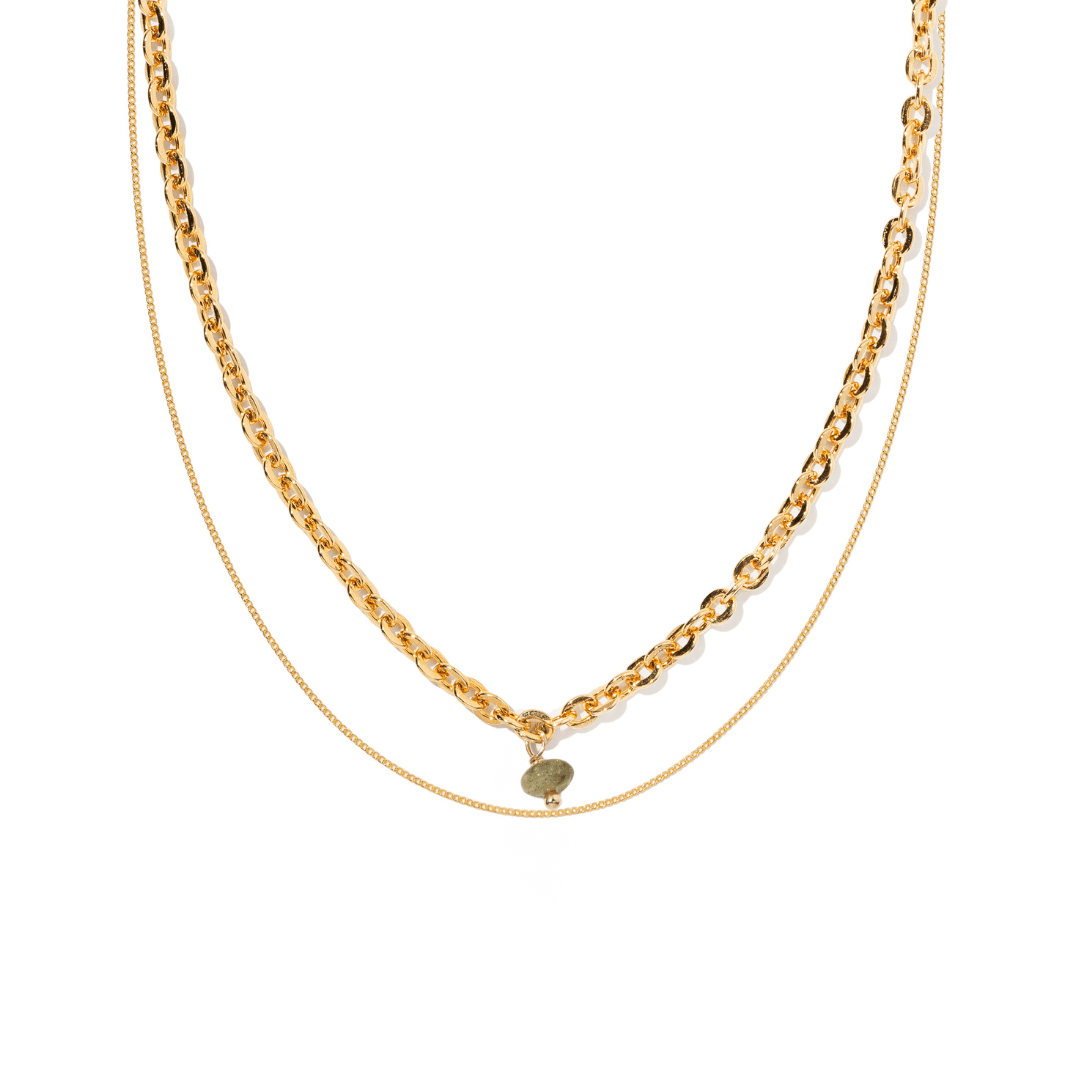 GREEN TOURMALINE LAYER GRATITUDE NECKLACE - COLLARES - Malandra Jewelry - TC2208