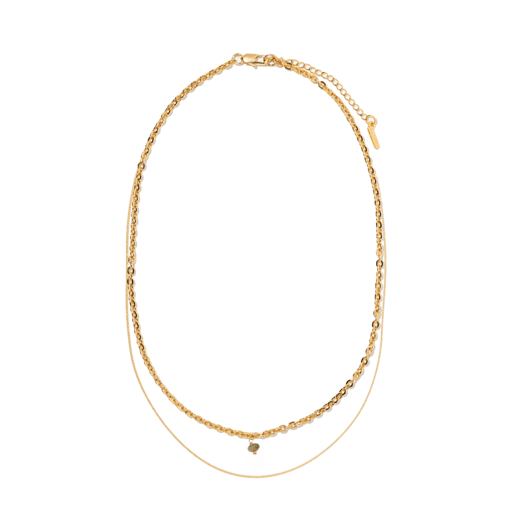 GREEN TOURMALINE LAYER GRATITUDE NECKLACE - COLLARES - Malandra Jewelry - TC2208