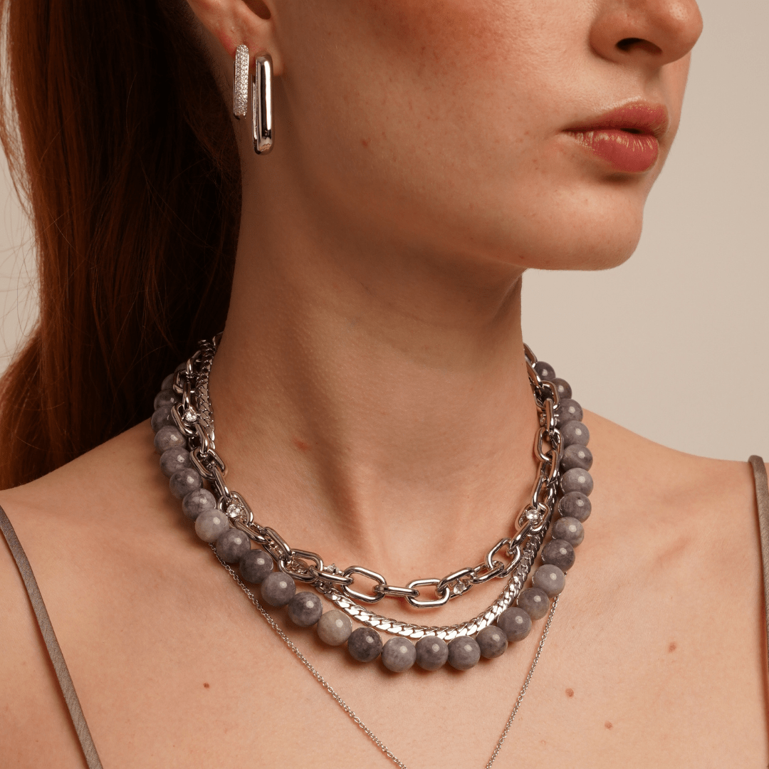 GREY JADE TERRA NECKLACE - COLLARES - Malandra Jewelry - TC2151
