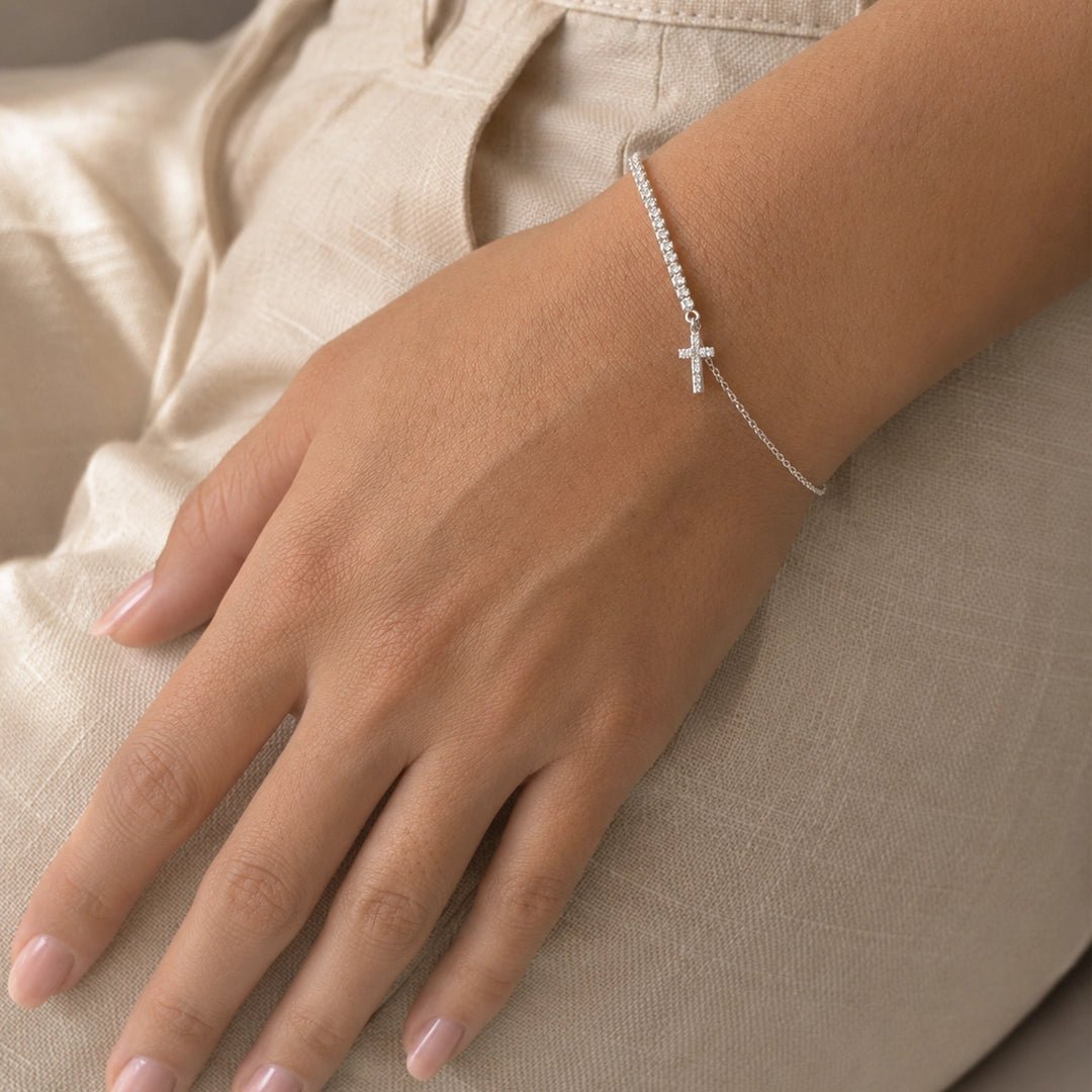 HALF GLOW CROSS BRACELET - PULSERAS - Malandra Jewelry - FBP537-1EPU0187-1PP-4