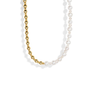 HALF & HALF PEARL GOLDEN NECKLACE - COLLARES - Malandra Jewelry - TC1682